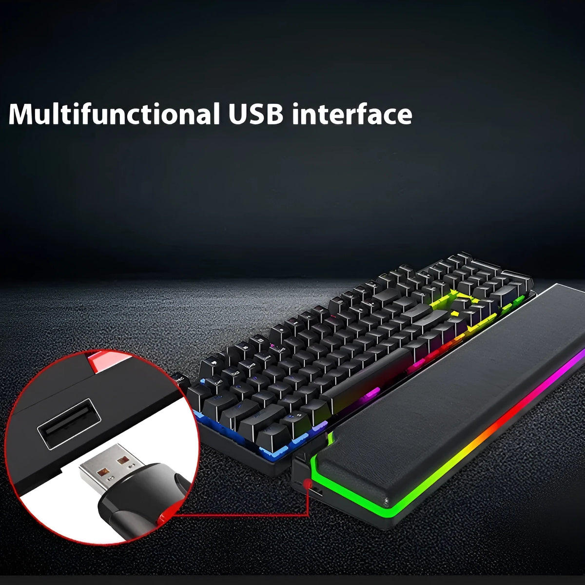 Cowhide keyboard wrist support with black wrist rest, keyboard tray and luminous wrist splint options