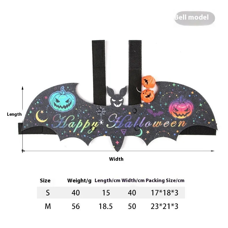 Halloween batwing costume for cat in felt fabric with tie closures
