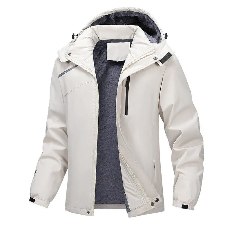 Men's plus-size waterproof hooded coat in polyester available in four colours
