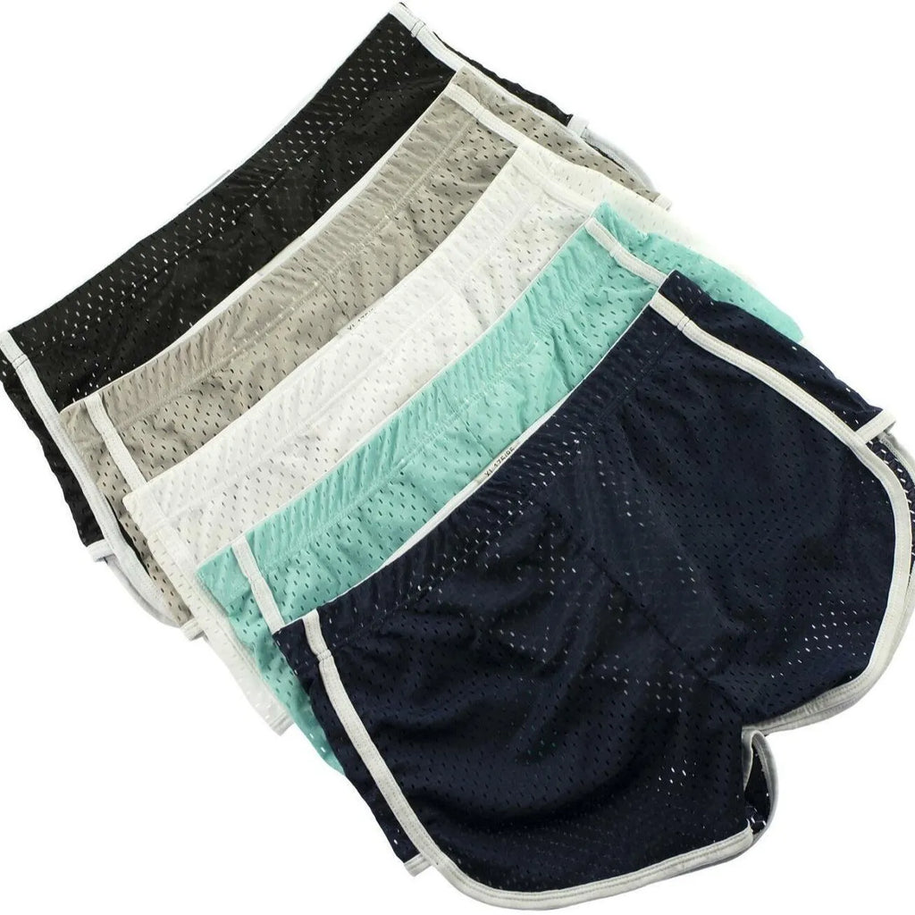 Men's cotton blend boxer shorts in mid-waist design, shown in multiple colours.
