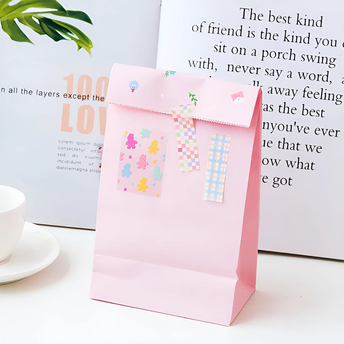 PVC index stickers measuring 15 by 50mm in twelve decorative styles and colours for study notes