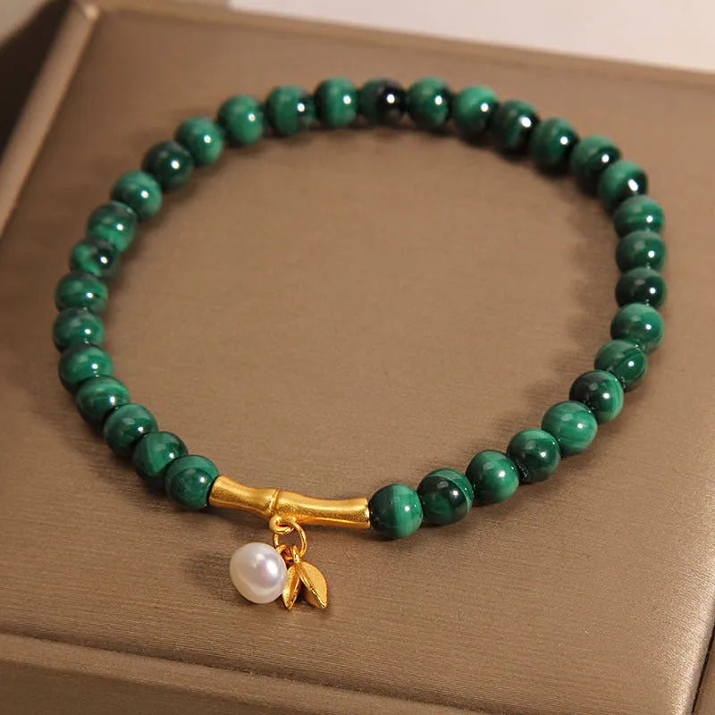 White crystal lucky bamboo bracelet for women with high-rise design on wrist