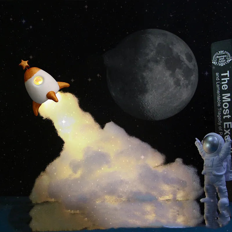 DIY astronaut rocket LED night light kit with warm white lights and 24cm height