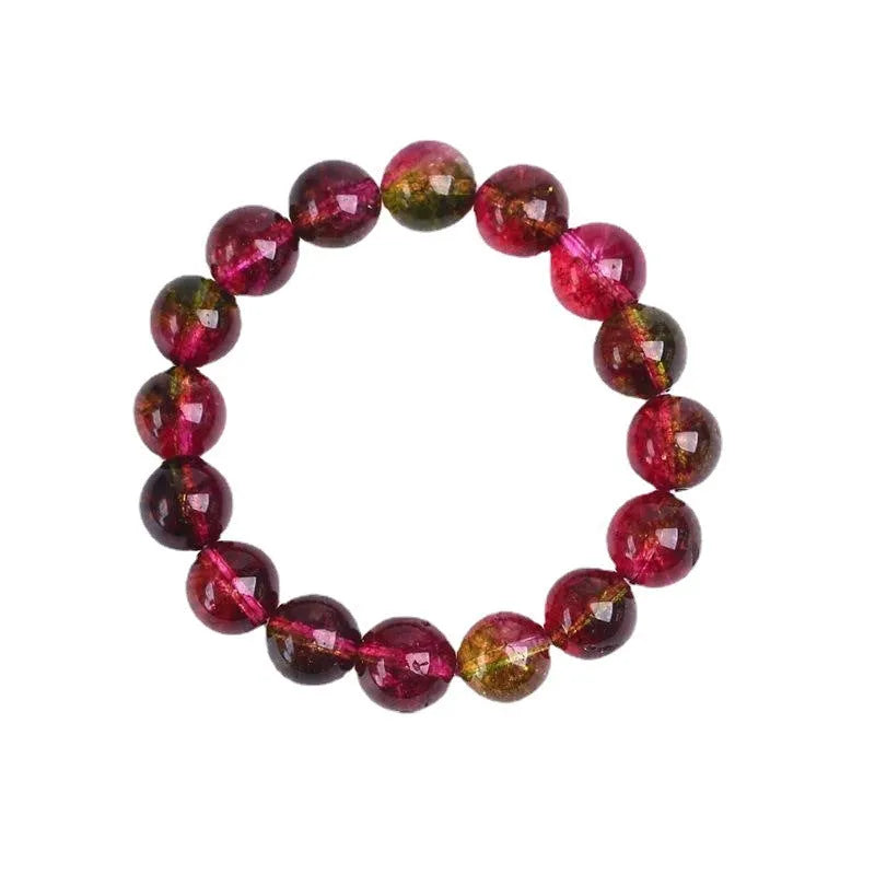 Handmade watermelon crystal bracelet for women, showing casual pastoral style.