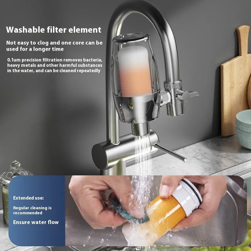 Ceramic water filter element for direct kitchen tap installation