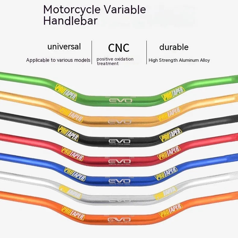 Orange anodised aluminium motorcycle handlebar for scrambling bikes, 80cm wide with 28mm clamp.