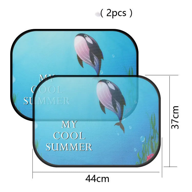 Electrostatic adsorption car side window sunshade with nylon mesh material in animal-themed size options