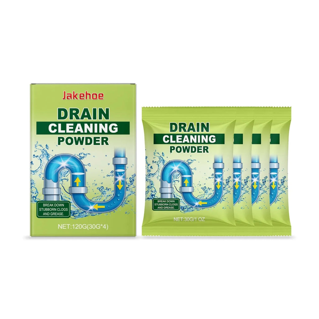120g tub of drain unblocker cleaning powder with sodium hydroxide and aluminium for sinks and pipes.