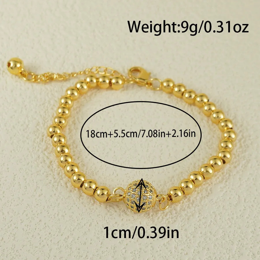 Arabic-style women's copper bracelet with heart-shaped links and single zircon stone decoration