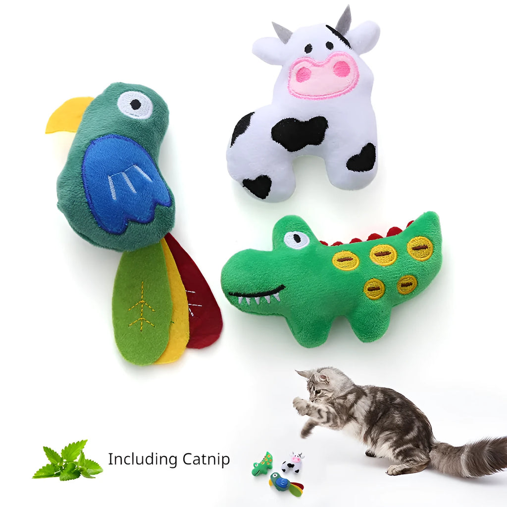 Parrot-shaped plush cat toy with colourful feathers and catnip filling