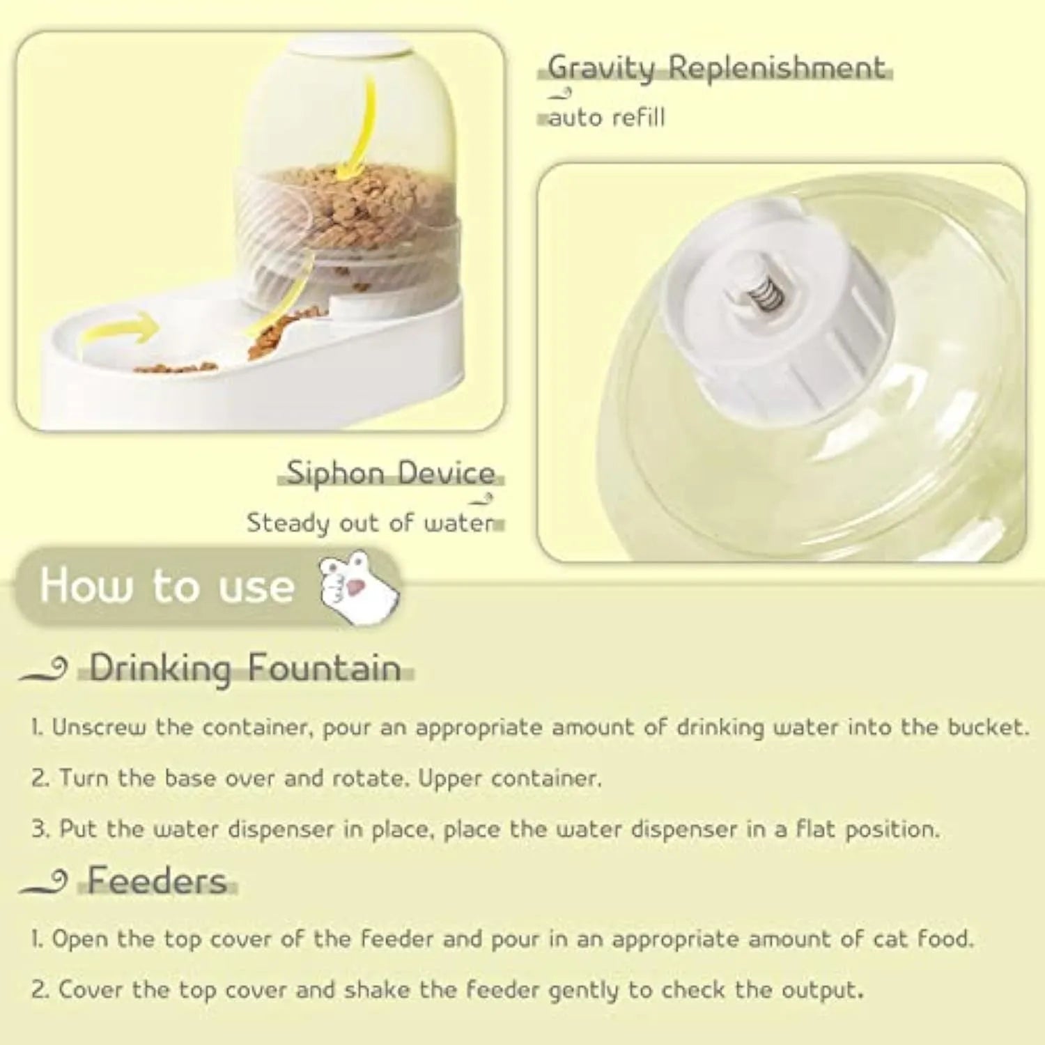 White automatic cat feeder and water dispenser set with wave-shaped design on a table.