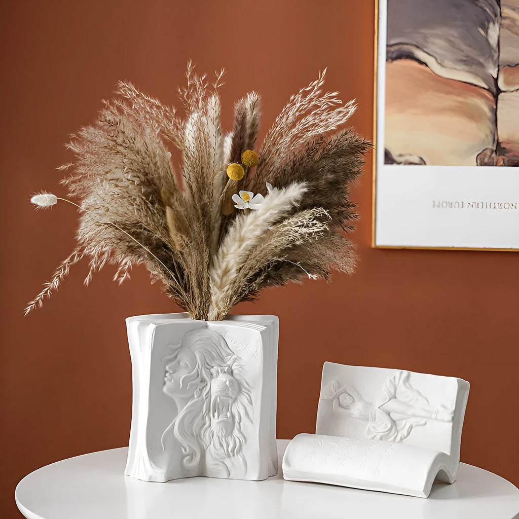 Glazed ceramic book stand ornament in modern simplicity style for desktop storage and office decoration