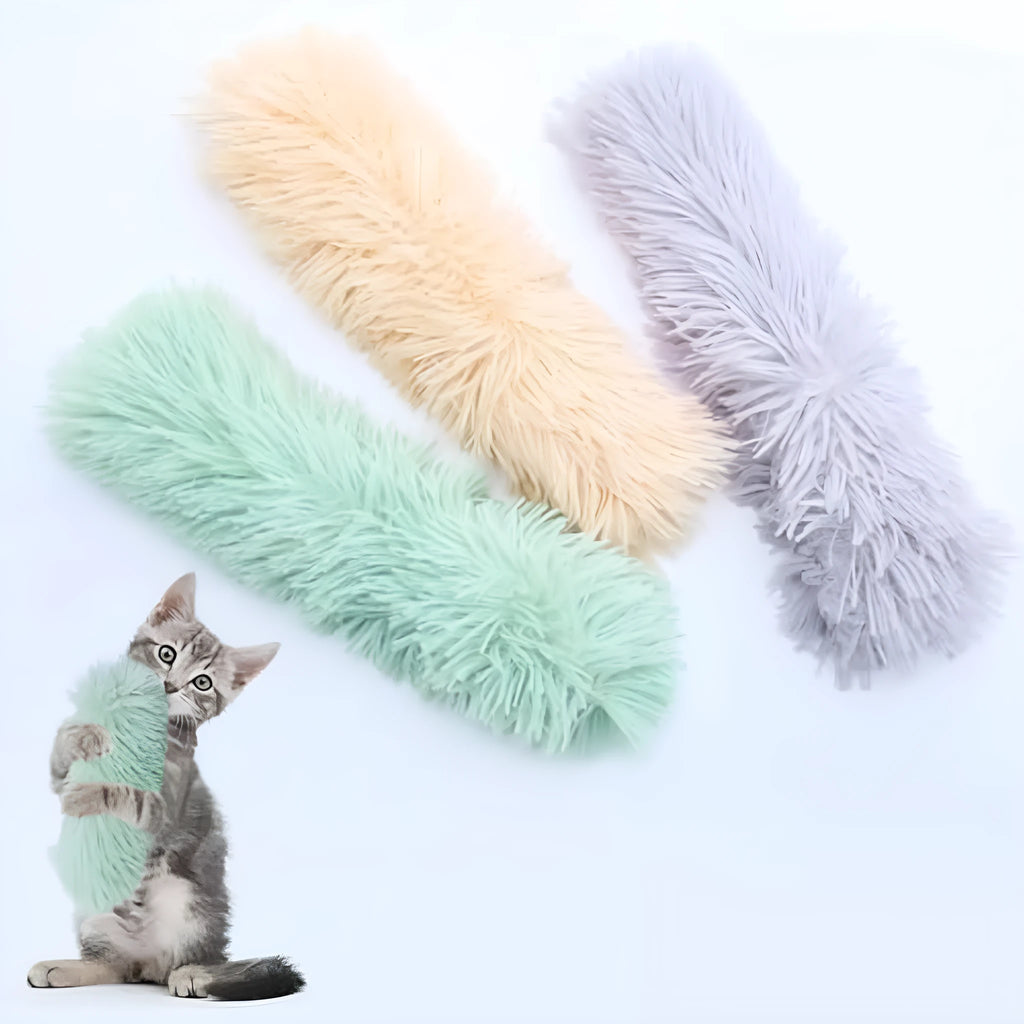 Interactive plush cat toy with crinkle sound and natural catnip filling in bright colours for indoor play