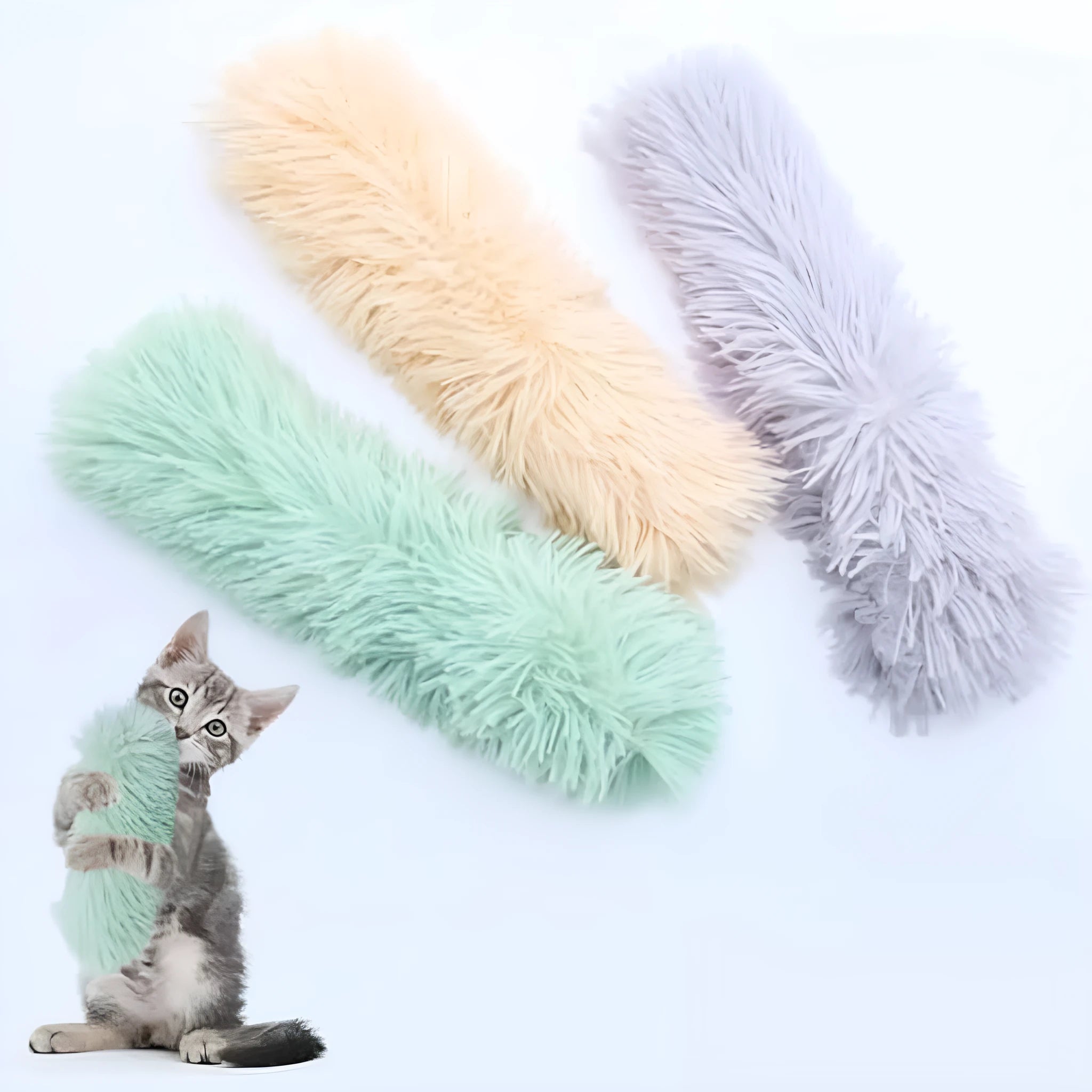 Interactive plush cat toy with crinkle sound and natural catnip filling in bright colours for indoor play