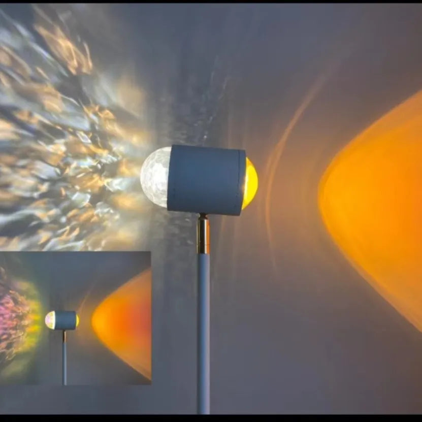 Modern water wave projection floor lamp with LED lighting and colour cards