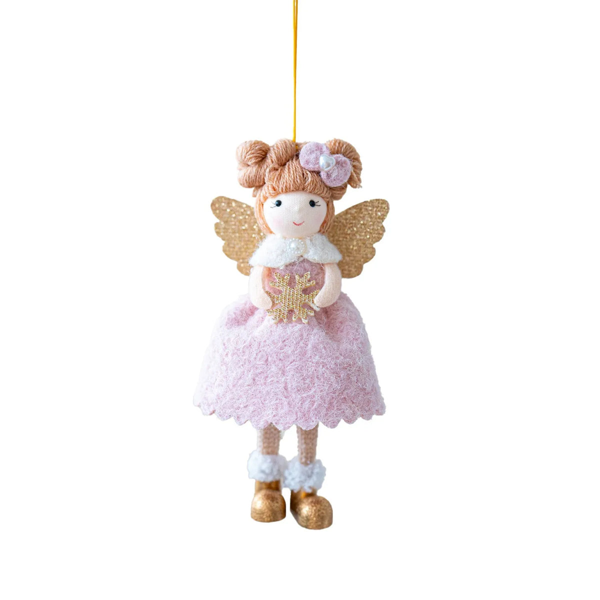 Christmas angel wings plush pendant in pink and white cloth with modern simplicity design