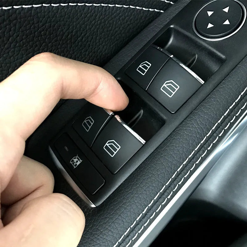 Black glitter decorative sticker for car window lift button on adhesive backing