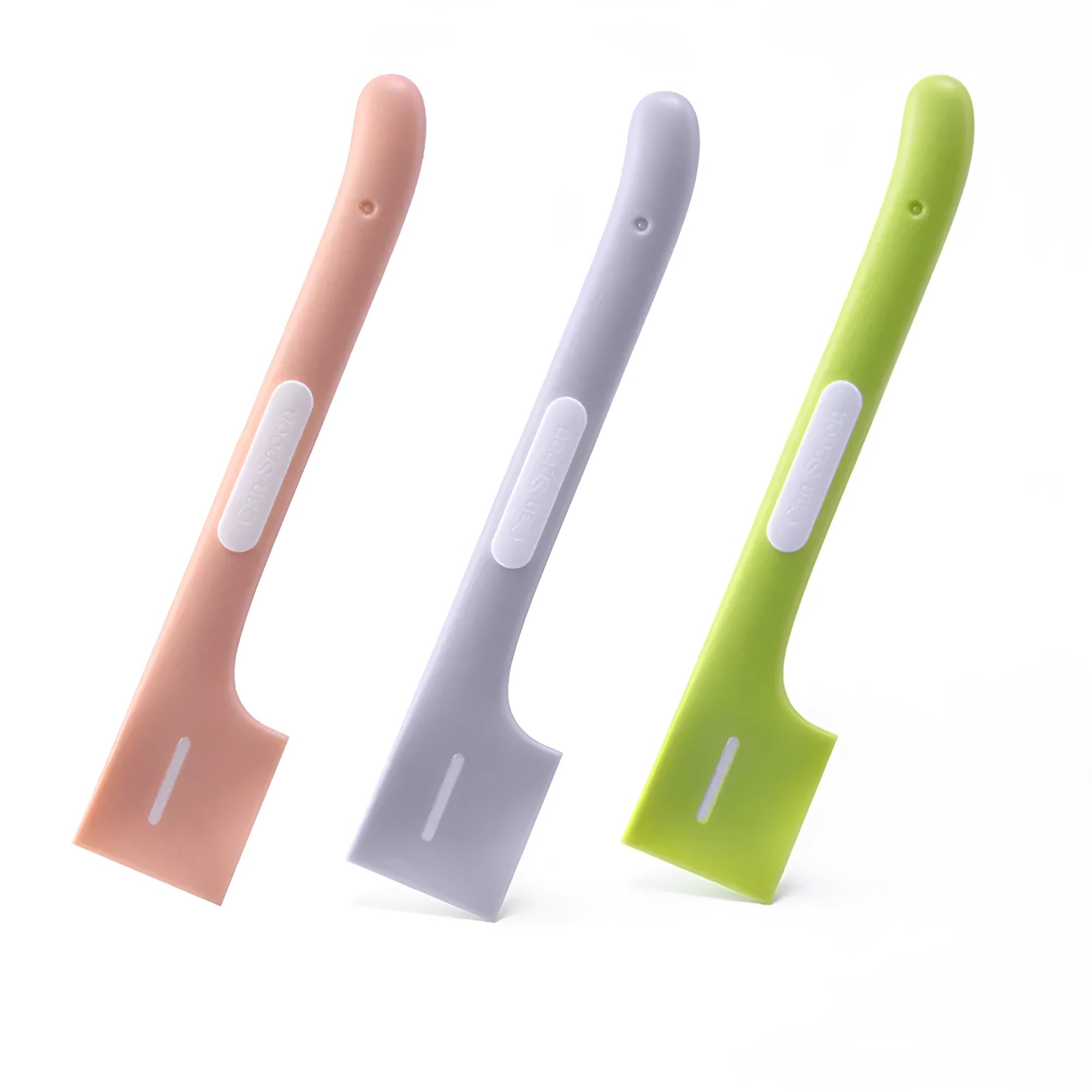 Green TPR pet feeding spoon with long handle for canned cat and dog food