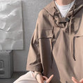 Men's hooded short sleeve polyester t-shirt in loose fit summer design