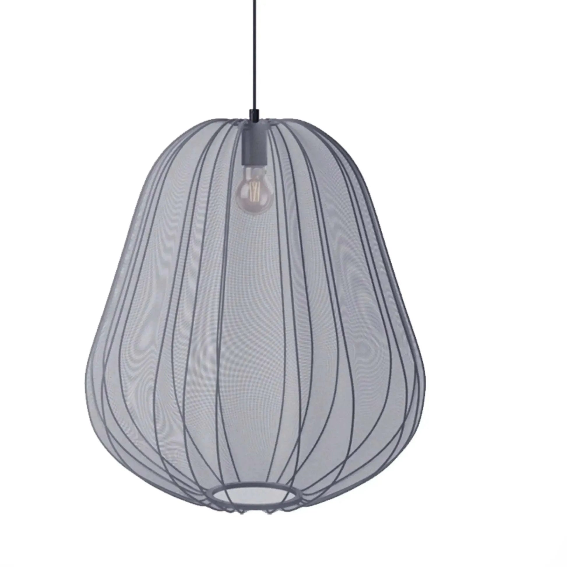Japanese style net pumpkin ceiling lamp with iron construction and LED lighting in white finish