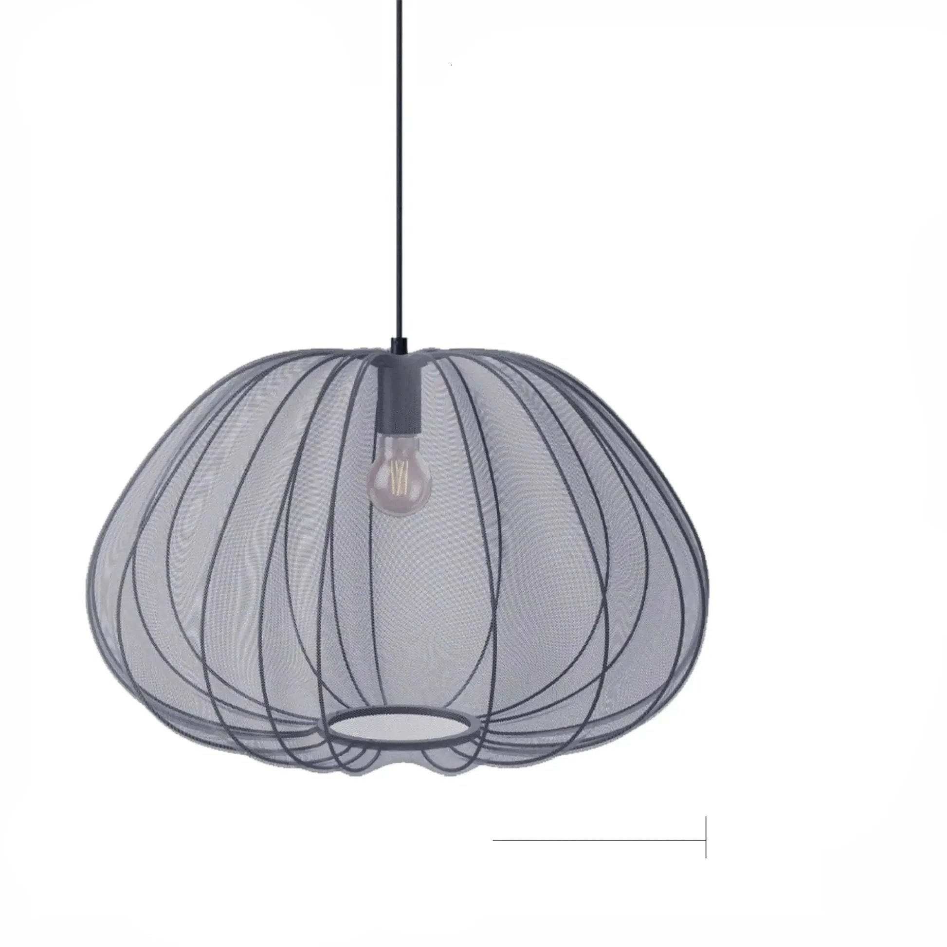 Japanese style net pumpkin ceiling lamp with iron construction and LED lighting in white finish