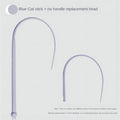 Blue simulated mouse tail cat toy with ABS handle and long silicone tail for interactive pet play