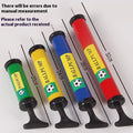 Mixed colour plastic manual hand pump for inflating basketballs, footballs, volleyballs, and balloons.