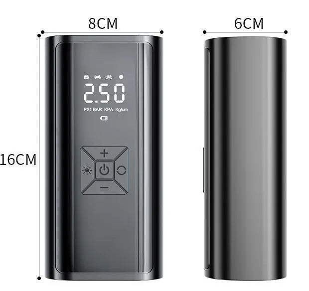 Wireless digital display car tire pump with USB port on ABS and metal housing