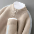 Men's slim fit sheep wool half-zip knitted sweater in Raw Velvet Camel, Pea Green, Gray, and Chinese Red colors