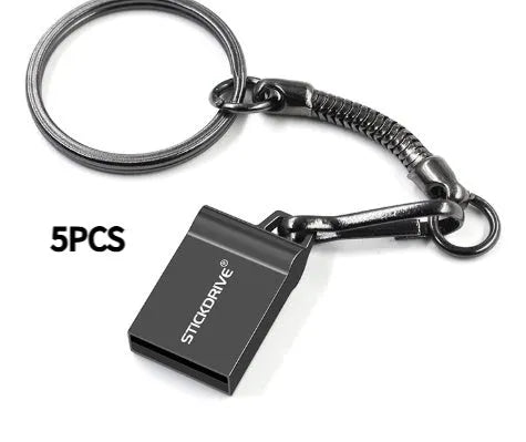 Metal USB flash drive on a lanyard, shown in black and silver colour options.