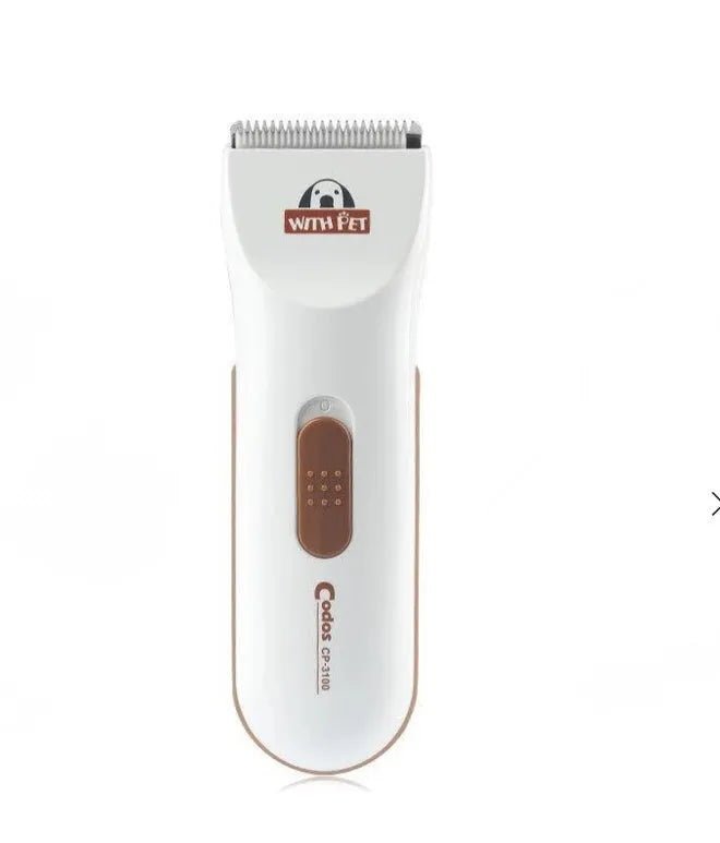 White electric pet grooming clipper with ceramic blade for dogs and cats