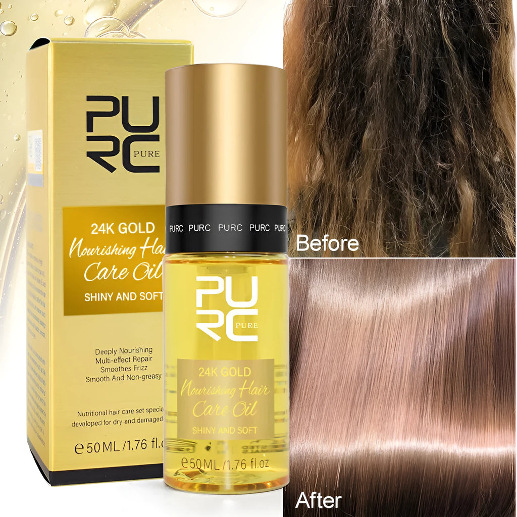 Yellow bottle of 50ml hair essential oil for curly hair repair and scalp care