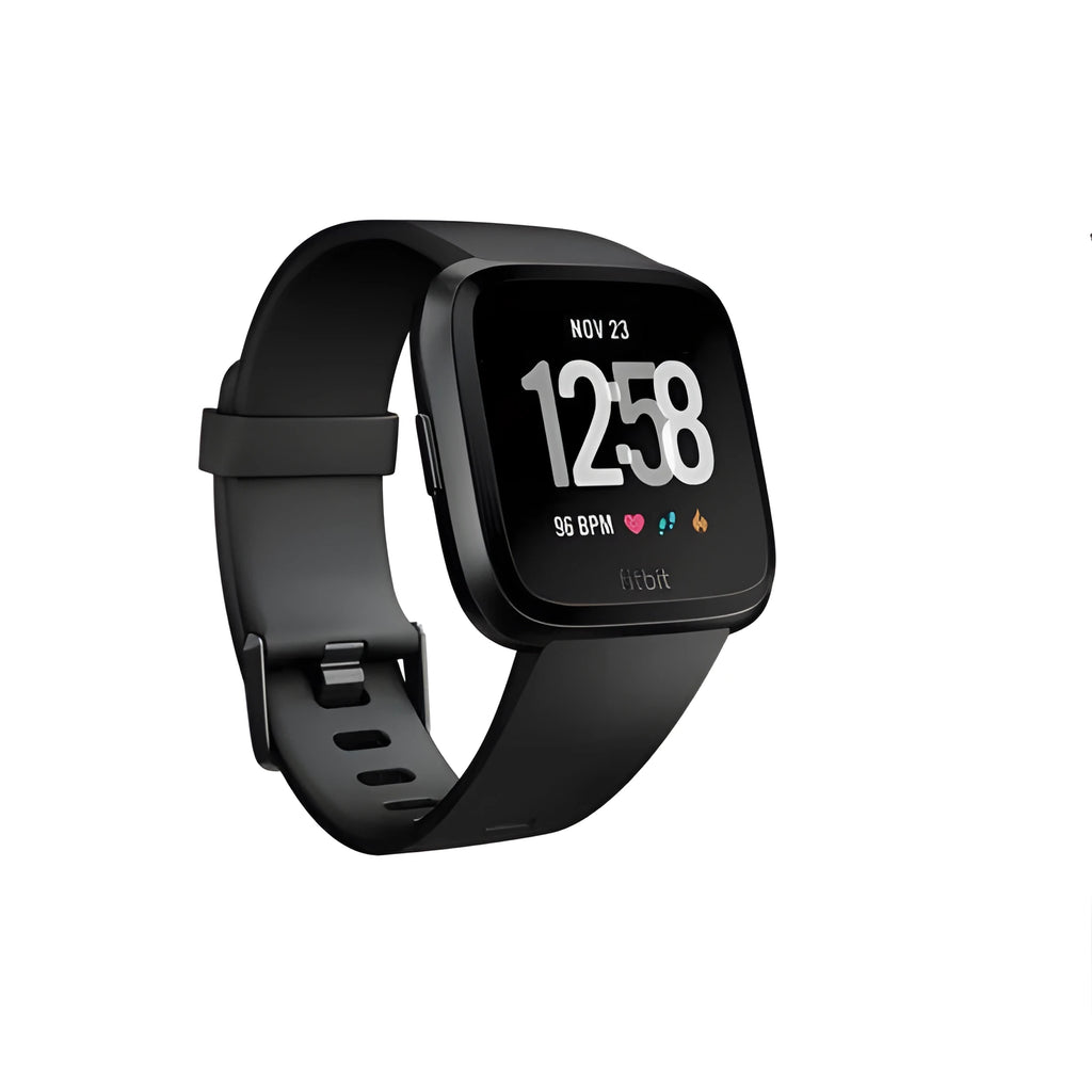 Black waterproof smart watch with heart rate monitoring for sleep tracking on silicone wristband