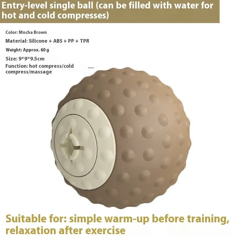 Massage ball set for cold and hot compress therapy in caramel mocha and green colour options