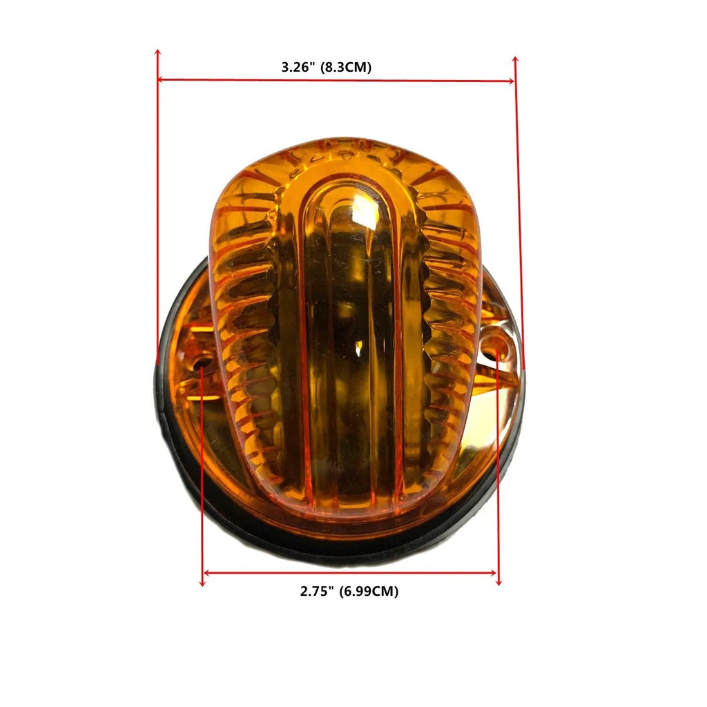 Five yellow LED cab marker lights with lenses, bases, bulbs, and screws for vehicle roof mounting
