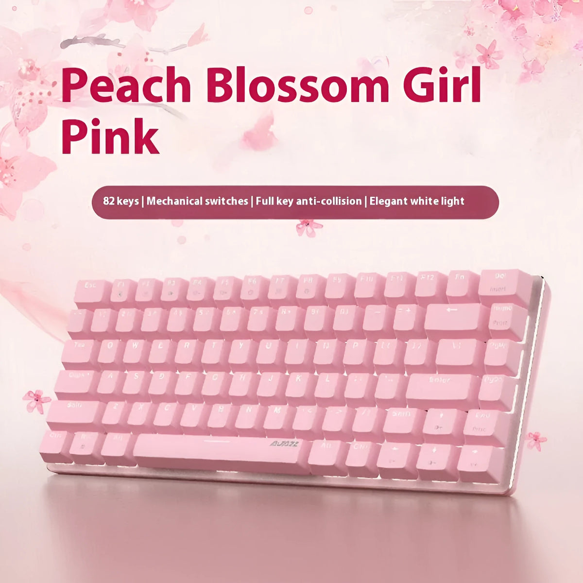82 key mechanical gaming keyboard with white backlight and metal construction