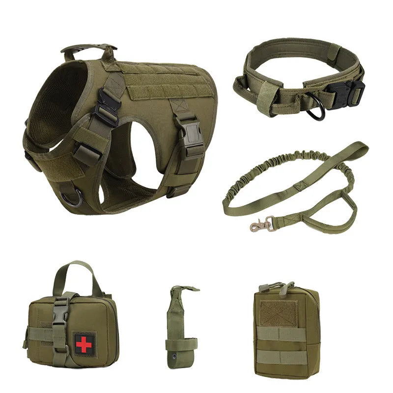 Tactical dog training vest battle suit set in polyester with adjustable leg straps