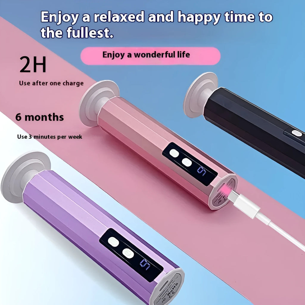 USB-powered electric callus remover tool with assorted sanding discs in pink, black, or purple colour.