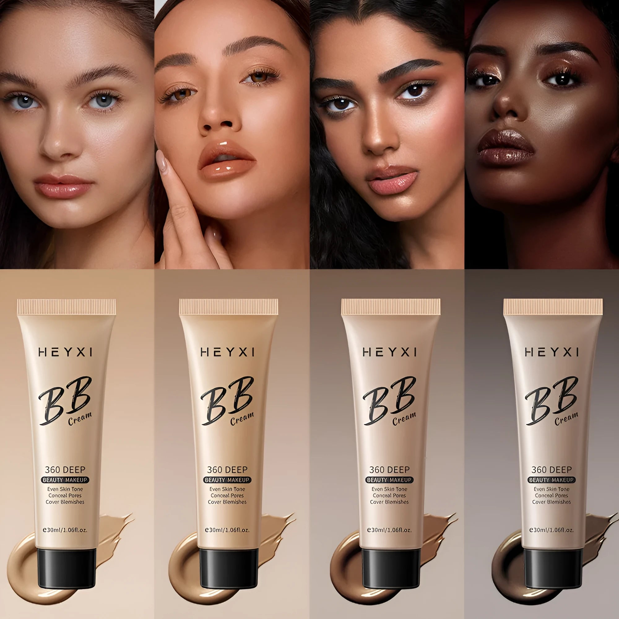 Waterproof BB cream in four shades with skin care benefits