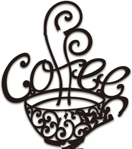 Black wrought iron wall art featuring an English letters silhouette, modern simple style.