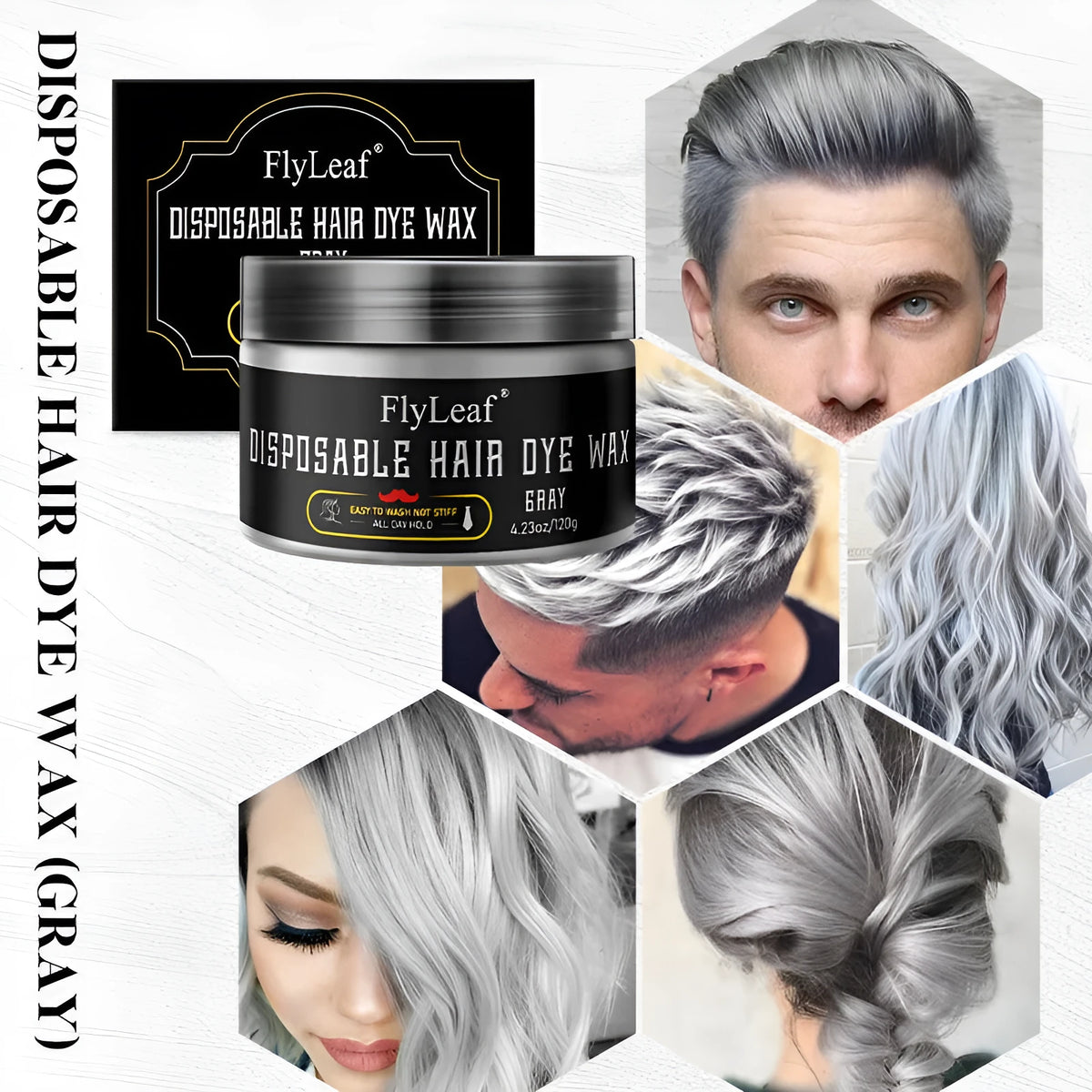 Grey disposable hair dye wax 120g unit for temporary hair colour and wholesale shipping