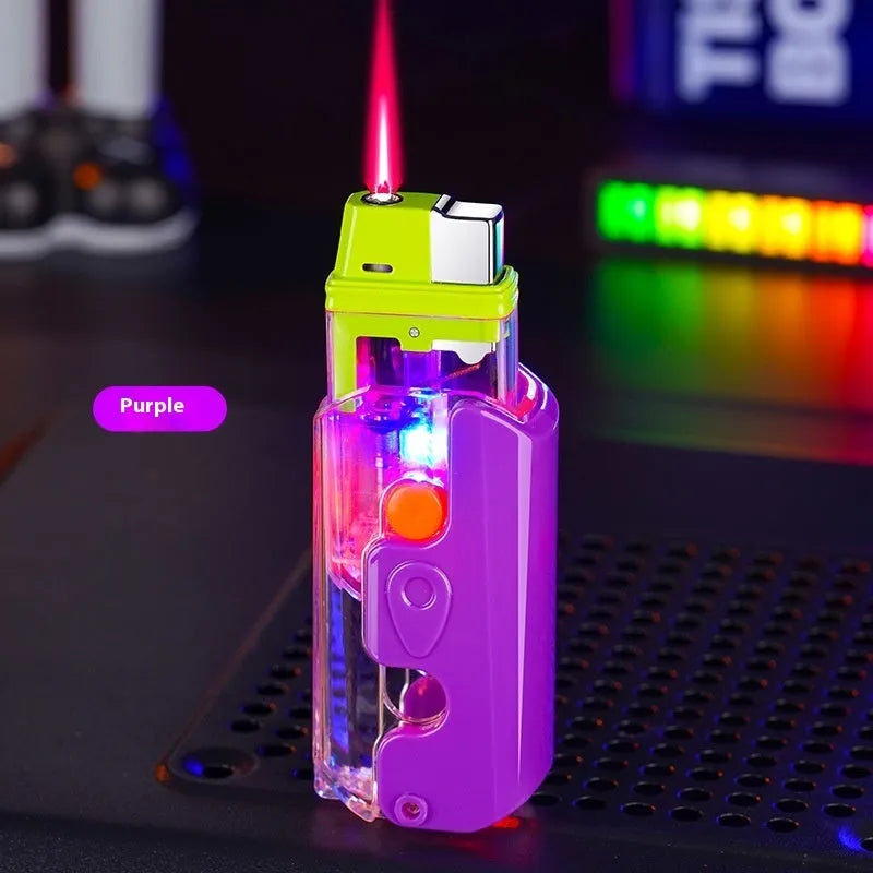 Colourful orange, purple, or green plastic radish-shaped wind-resistant lighter.