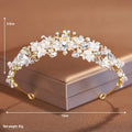 Gold or silver alloy crown headdress with pearl decorations for women's formal events