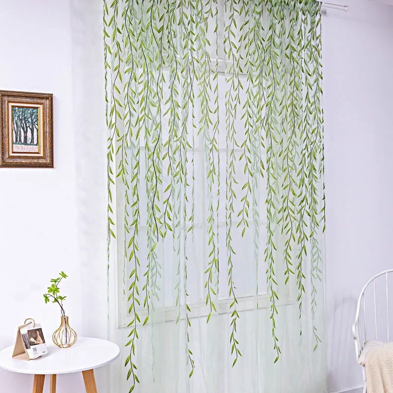 Willow wicker print rod pocket polyester curtain panel, 100cm x 270cm, for living room or balcony