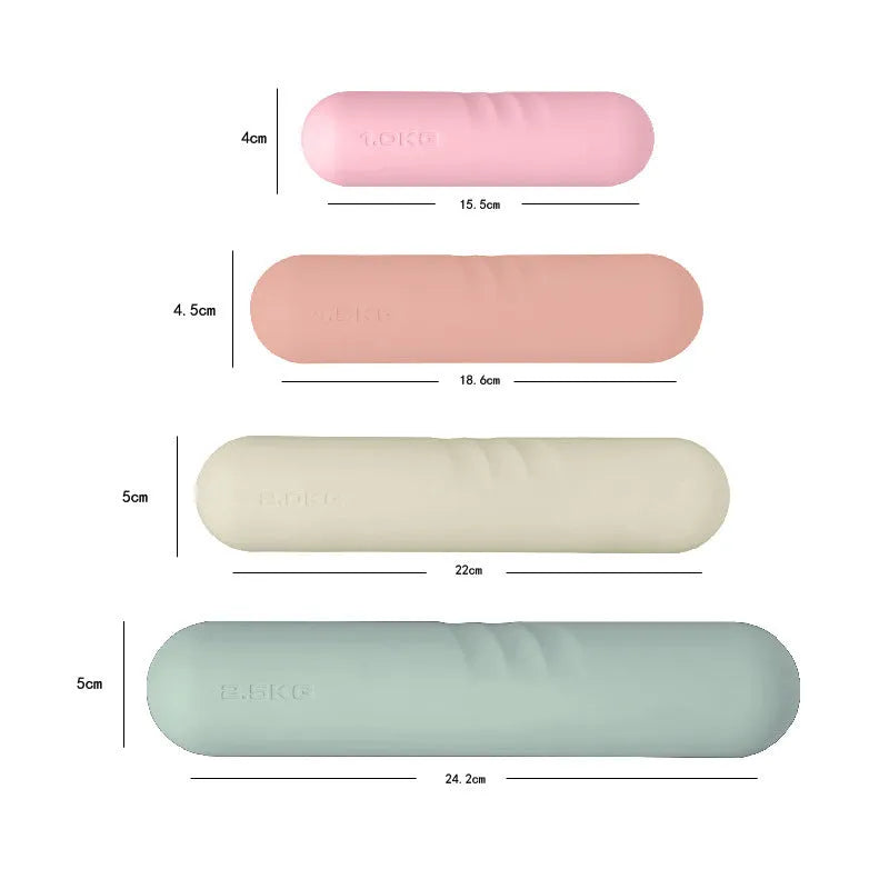 Hand-drawn dumbbell stick with silicone edging on the grip in one of six available colours.