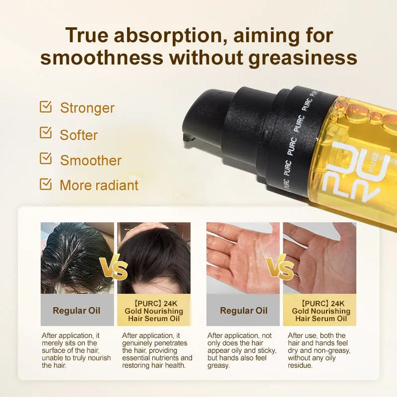 Yellow bottle of 50ml hair essential oil for curly hair repair and scalp care