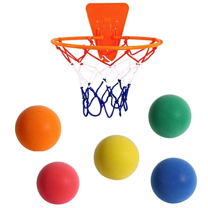 Silent PU foam training basketball in assorted colours showing smooth texture and basketball sizing