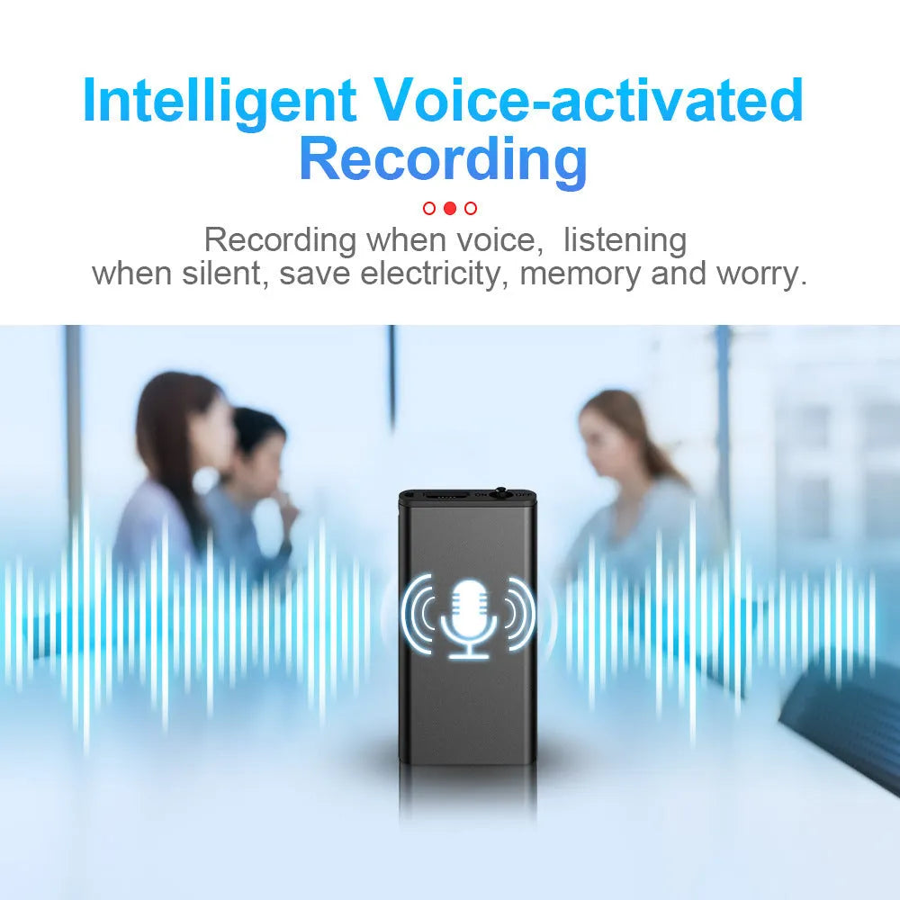 Silver aluminium alloy encryption recording pen with voice control and HD noise reduction.