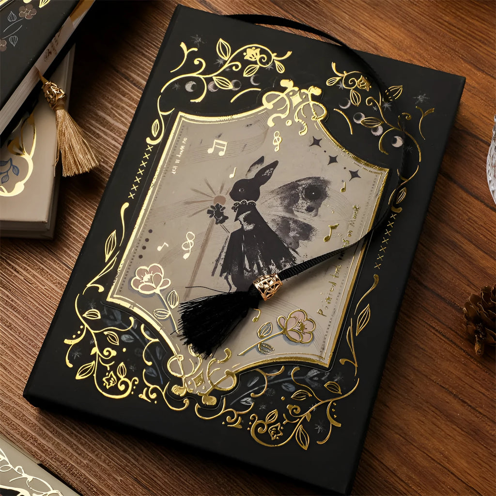 THALO brand A5 retro art notebook with gothic style, showing one of three cover design options.