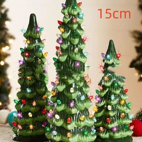 Resin Christmas tree decoration with lights in European style for holiday courtyard decor